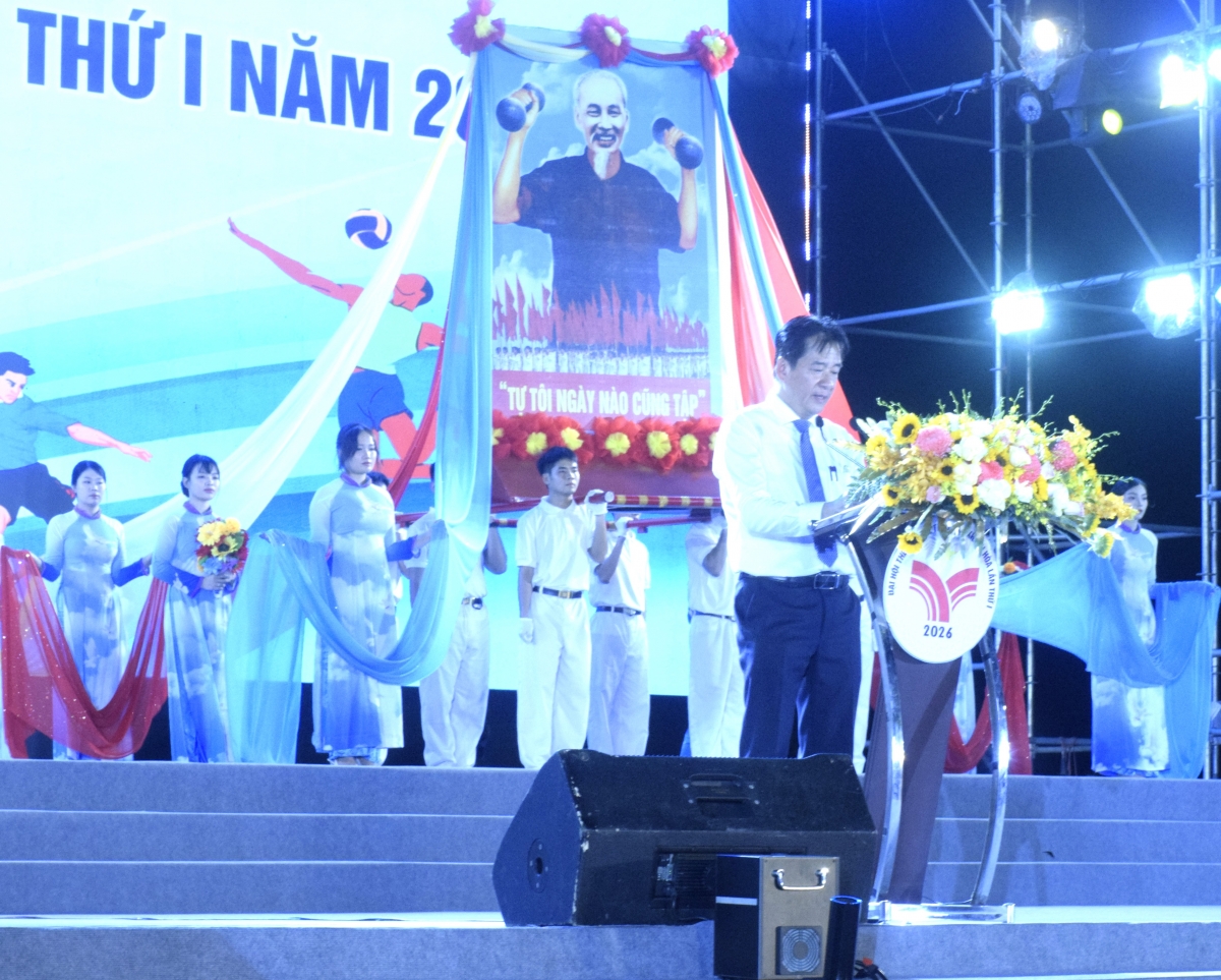 Ông Nguyễn Long Biên phát biểu tại Đại hội Thể dục thể thao tỉnh Khánh Hòa