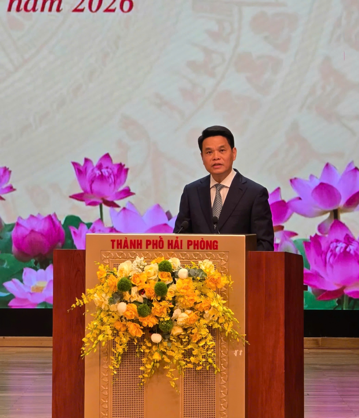 Bí thư Thành ủy Hải Phòng Lê Ngọc Châu phát biểu tại buổi Lễ.