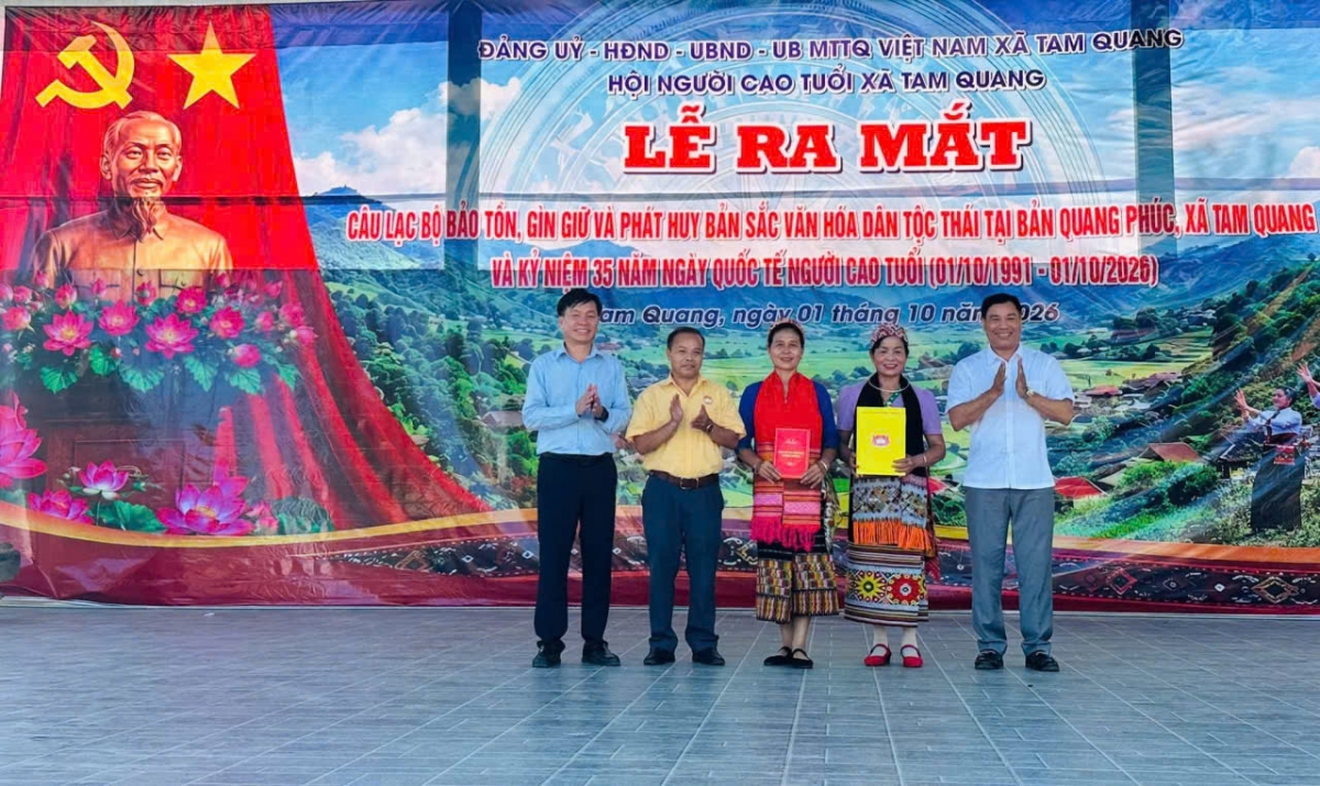 Ngày 1/10/2026, CLB Bảo tồn, gìn giữ, phát huy bản sắc văn hóa dân tộc Thái tại bản Quang Phúc chính thức  ra mắt 